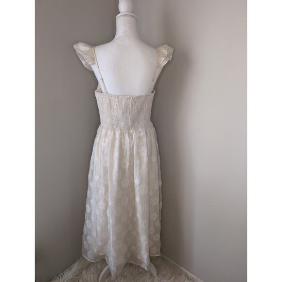 In February ivory retro floral flower boho feminine dress LG - Picture 6 of 9